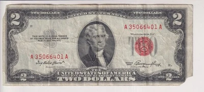 TWO DOLLAR FEDERAL RESERVE NOTE UNITED STATES OF AMERICA SERIES 1953 $2 BILL - Image 1 of 2