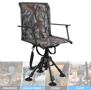 KEMIMOTO Swivel Hunting Chair 360° Adjustable Legs Folding Camping Chair Outdoor - Picture 1 of 10