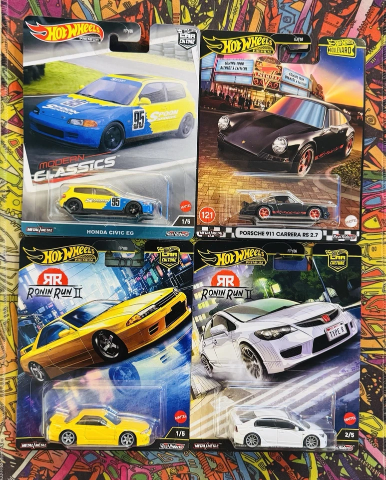 Hot Wheels Premium Set/Lot X4 Porsche Boulevard + Ronin Run 2 Civic/Skyline + EG - Image 1 of 1