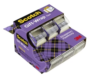 3M SCOTCH Gift Wrap Tape 3 PACK w/Handy Dispenser 3/4" x350" Total 1050 inches - Picture 1 of 4