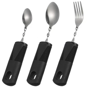 3-teiliges Behindertenbesteck für Erwachsene ältere Menschen adaptive Gabel Löffel biegsam - Bild 1 von 11
