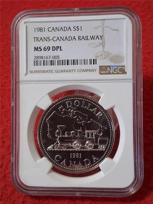 1981 Canada S$1 Trans-Canada Railway NGC MS 69 DPL                      #MF-5152 - Image 1 of 2