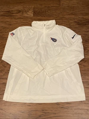 Tennessee Titans Nike Team Issued Mens Windbreaker Hoodie White 1/4 Zip Jacket - Image 1 of 4