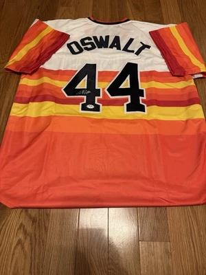 Camiseta deportiva firmada por Roy Oswalt de los Astros de Houston Rainbow Throwback autenticada por PSA Foto 1 de 4
