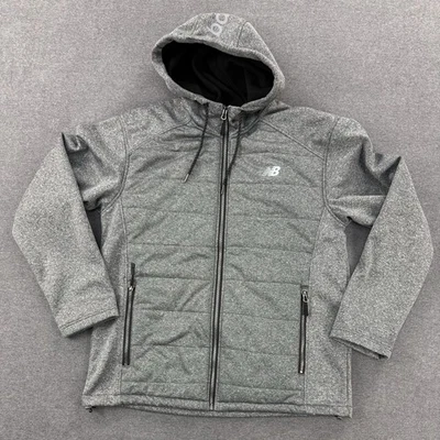 New Balance Jacket Mens Medium Grey Running Workout Training Reflective Hoodie - Image 1 of 4