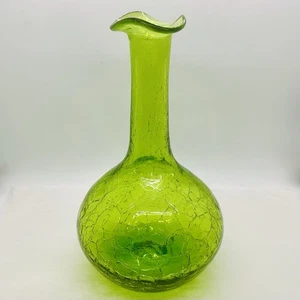 Blenko Green Art Crackle Glass #37 Wayne Husted 10” MCM VTG NO STOPPER - Picture 1 of 7
