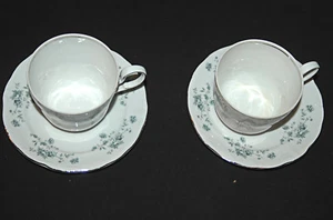 Johann Haviland White 2 Bavaria Germany Coffee Tea Cups & 2 Vintage Saucers VGC - Picture 1 of 5