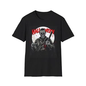 Halloween Horror, 80er Style Nostalgie Unisex Softstyle T-Shirt, Gruselige Grafik - Bild 1 von 15