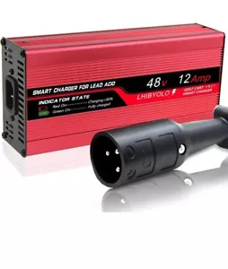 48V Golf Cart Battery Charger for 12A Club Car,with 3 Pin Round Plug, 12 Amp... - Picture 1 of 7