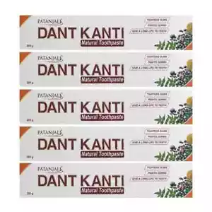 Patanjali Dant Kanti Toothpaste(Pack of 5 - 200g each) HERBAL FREE SHIP - Picture 1 of 3