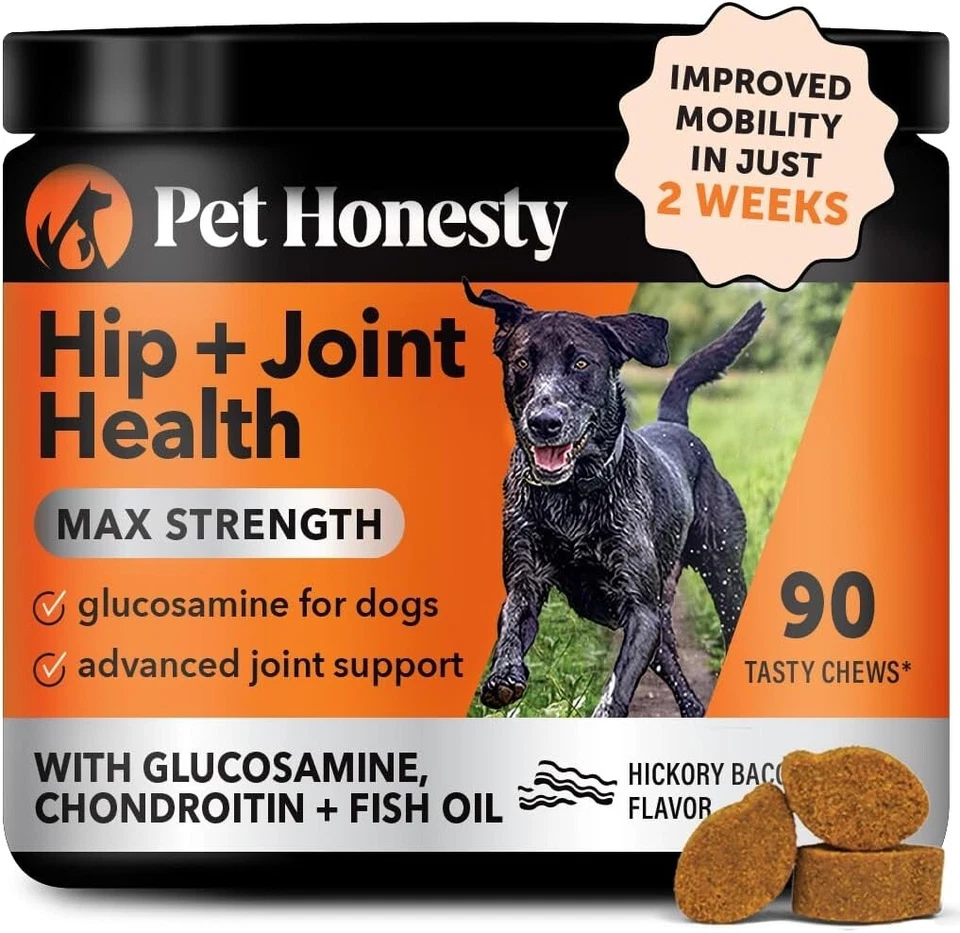 PETHONESTY Pet Honesty Hip + Joint Health Max Strength 90 Chews Bacon Flavored Exp 01/2026