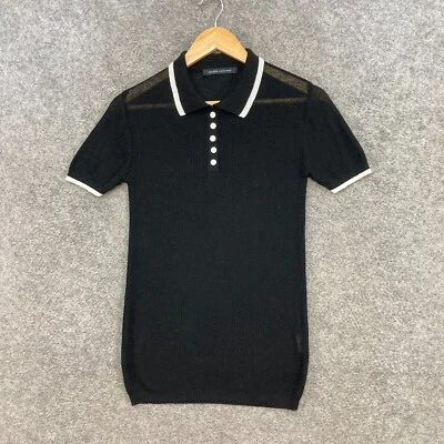 Made in Korea Womens Shirt Top Size S Small Black Knit Polo Short Sleeve 51825 - Image 1 of 4