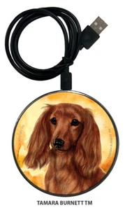 Zoomies Phone and Device Charger - Longhaired Red Dachshund - Picture 1 of 1