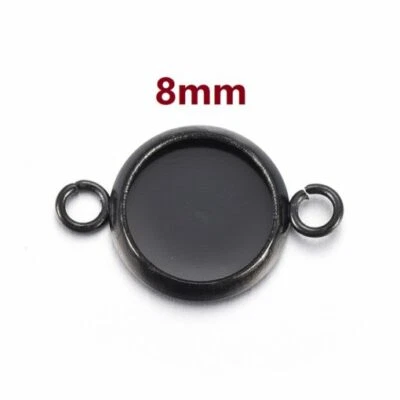 Conector camafeo cabujón redondo círculo Gunmetal acero inoxidable 304 8 mm 10 piezas Foto 1 de 2