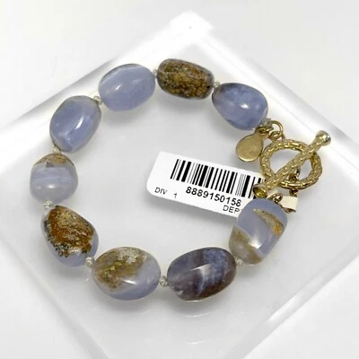 RAREZAS Brazalete Palanca Calcedonia Gruesa Chapado en Oro - S/M - Nuevo con Etiquetas Foto 1 de 4