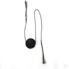 Large Bosses Black Rayon Button - Crochet Button