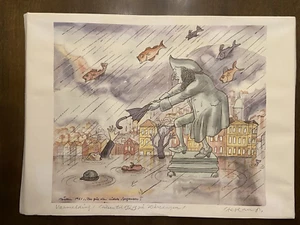 Andun Hetland watercolor print Autumn 1981: There Goes the Last Bergenser - Picture 1 of 4