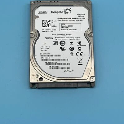 Seagate 640GB SATA 2.5 Hard Drive ST9640320AS 5WX WU PN 9RN134-030 FW 0001DEM1 - Image 1 of 2