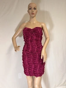 Va Va Voom Strapless Women’s Dress. Pink Ruched Ruffles Mini Dress. Size Small - Picture 1 of 7