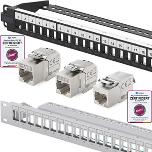Patchpanel 10-19 Zoll Cat6a Cat7 Cat8 Keyston Modul Serverschrank 12-24-48 Port - Bild 1 von 150