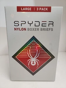 Spyder Men's Large Nylon Boxer Briefs 3 Pack Black Moisture Wicking Lightweight - Picture 1 of 12