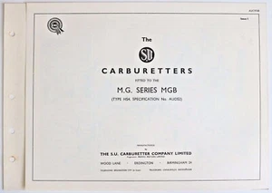 The SU Carburetters - M.G. SERIES MGB - Vintage Workshop Pamphlet  - Picture 1 of 2