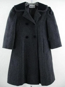 Girl's sz 10 Rothschild Black Gray Wool Blend Velvet Winter Dress Princess Coat - Picture 1 of 19