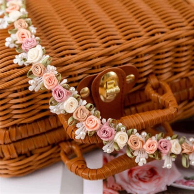 1-5 yards Embroidered Flower Pearl Beads Lace Trim Ribbon Applique Sewing Craft - Image 1 of 4