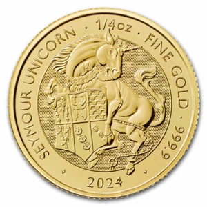 2024 GB 1/4 oz Gold Royal Tudor Beast Seymour Unicorn BU Coin - Picture 1 of 2