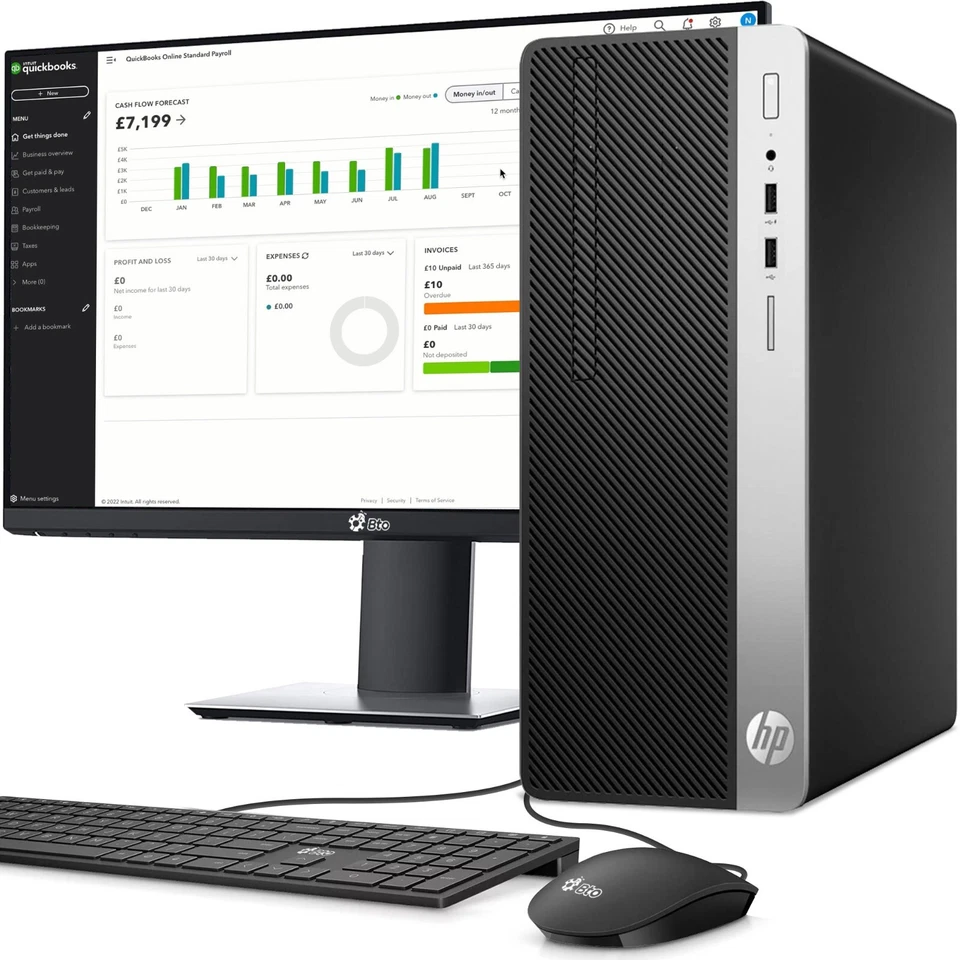 HP G4 Tower Desktop PC Intel i5-8500 16GB Ram 1TB SSD 1TB HDD New 22" LED Win 11 - Image 1 of 4