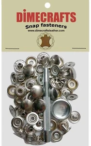 Dimecrafts Leather 5/16 Inch Post Line 24 Snap Button kit CT.15 w/Tools - Nickel - Picture 1 of 7