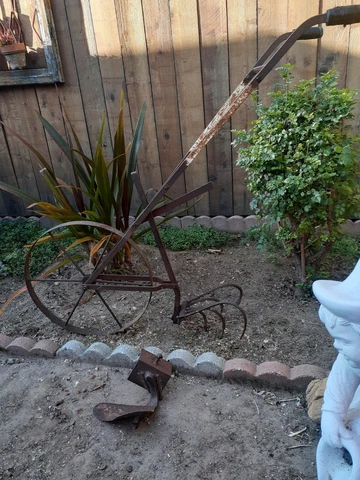 Antique hand plow push tiller cultivator with extra attachment Cover