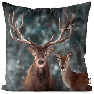 Hirsch Reh Winter Kissenbezug Geweih Rothirsch Damhirsch Edelhirsch Wildreh Sch - Bild 1 von 5