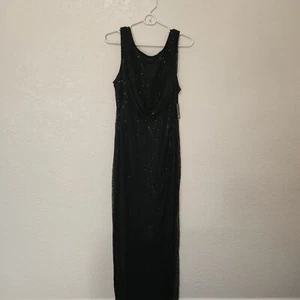 Marina 12 Black Long Maxi Dress Sequined Lace Sleeveless 260586 - Picture 1 of 12