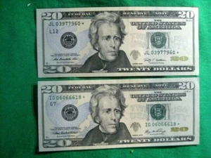 USA 2 BANK NOTES 2X20 DOLLARS *STAR*CRISP S.FRAN-CHICAGO 2009.2006 - Picture 1 of 3