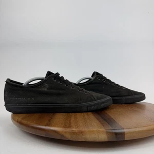 Herren Allsaints Theo Schwarz Canvas Bequem Leger Niedrig Turnschuhe Schuhe Größe 11 M AUC - Bild 1 von 14