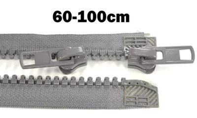 zwei wege reißverschluss teilbar 60 65 70 75 80 85 90 100cm grau Kunststoffzahn - Bild 1 von 4