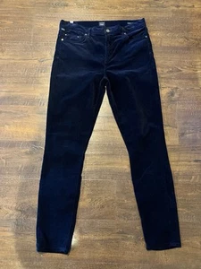 Citizens of Humanity Pants Size 31 Navy Velvet Velour Rocket High Rise Skinny - Picture 1 of 11