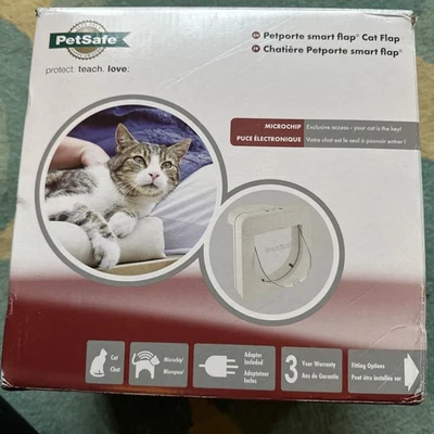 Petsafe Microchip Cat Flap - White 4-Way Lock Programable Cat Door  - Image 1 of 4