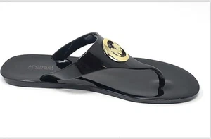Sandalias Michael Kors Lillie negras de gelatina para mujer 7, 8, 9, 10, 11 doradas logotipo MK - Imagen 1 de 1