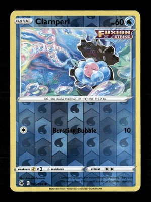Clamperl Reverse Holo Common SWSH08: Fusion Strike 065/264 NM Pokemon LP - Image 1 of 2