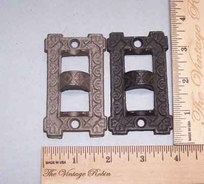 Pair Antique Cast Iron Wall Plates for Oil Lamp Sconce - Image 1 of 3
