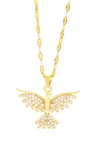 Stunning Phoenix Bird Pendant Necklace 18ct Gold plated Stainless Steel Chain - Picture 1 of 6
