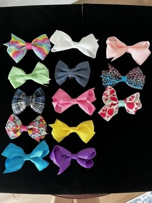 Lot of 12 Girl Barrette Clip Hair Bows - Imagem 1 de 4