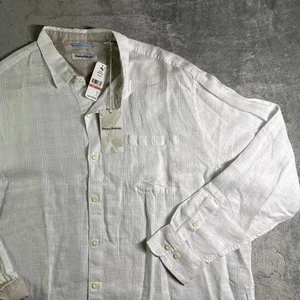 Tommy Bahama Shirt Ventana Plaid Embossed White ST325395 LS New Extra Large 3XL - Foto 1 di 13