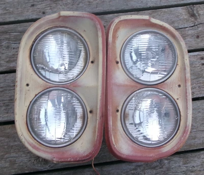 Montajes de faros para camioneta Ford 1958 con biseles originales F100 F250 F350 Foto 1 de 4