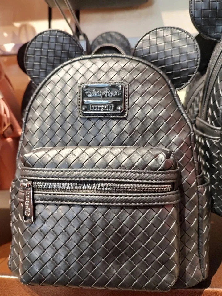 Disney Parks Mickey Mouse Woven Black Loungefly Mini Backpack NWT  - Image 1 of 4