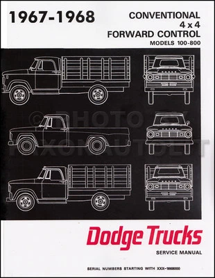 Dodge Truck 1968 manual de taller incluye 67 camionetas Power Wagon libro de servicio de reparación Foto 1 de 2