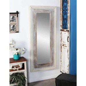 Litton Lane Decorative Framed Wall Mirror 59 in. x 26 in. Rectangle in White - Picture 1 of 7