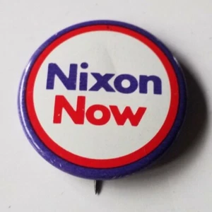 Vintage 1960s "Nixon Now" Presidential Campaign Pinback Button COADCO Union Made - Picture 1 of 10